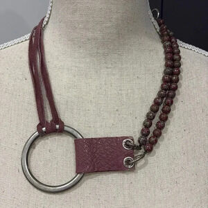 Suede and bead necklace